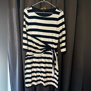 WHBM Black and Cream Stripe Dress